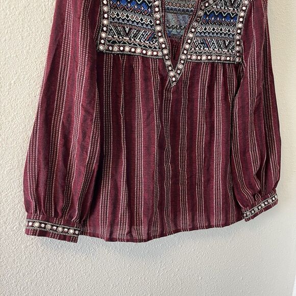 Lulumari Womens Peasant Top Small Embroidered Jeweled Boho Hippie Fairy Festival - Picture 9 of 16